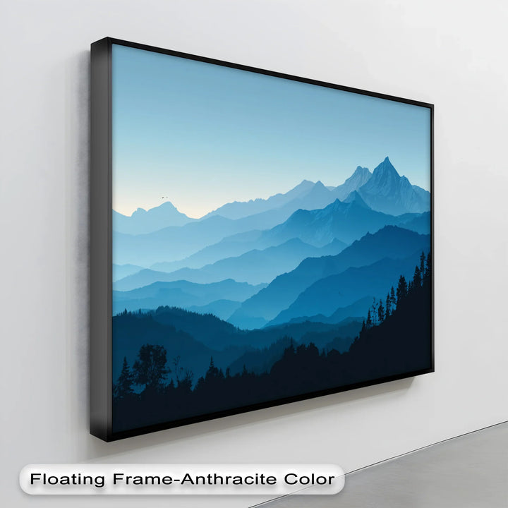 Tranquil Blue Horizons – Layered Mountain Landscape Canvas Print - MyPhotoStation