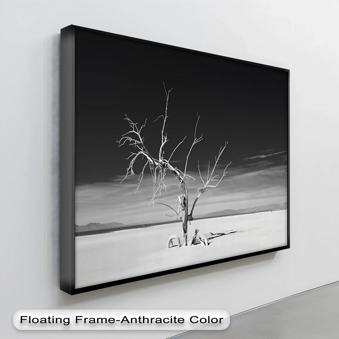 Solitary Resilience – Black and White Desert Tree Canvas Print - MyPhotoStation