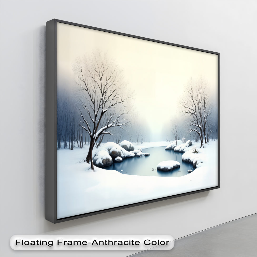 Silent Winter Lake – Snowy Landscape Canvas Wall Art | Large Canvas