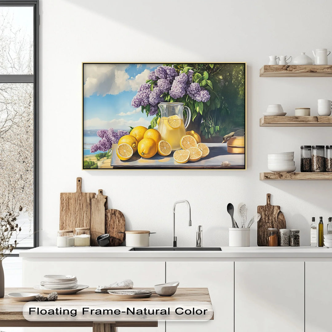 Summer Lemonade Charm – Lemons and Lilacs Kitchen Canvas Print - MyPhotoStation