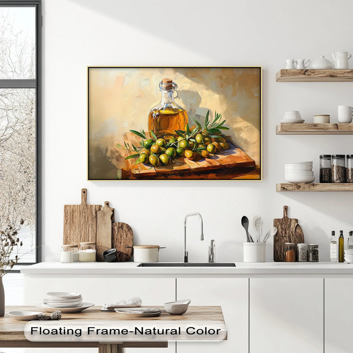 Golden Harvest – Olive Oil and Branches Canvas Wall Art - MyPhotoStation