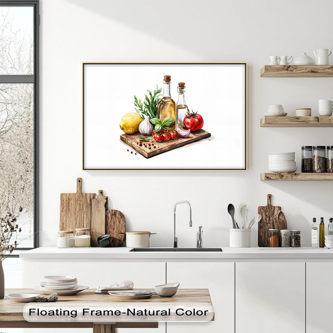 Fresh Mediterranean Ingredients – Rustic Kitchen Canvas Print - MyPhotoStation