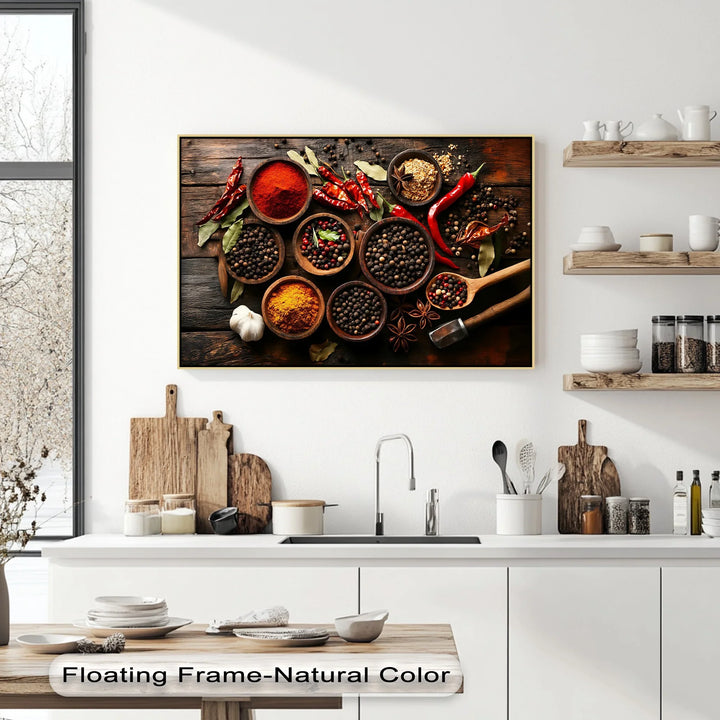 Spice Harmony – Rustic Spice Bowl Arrangement Kitchen Canvas Prints - MyPhotoStation