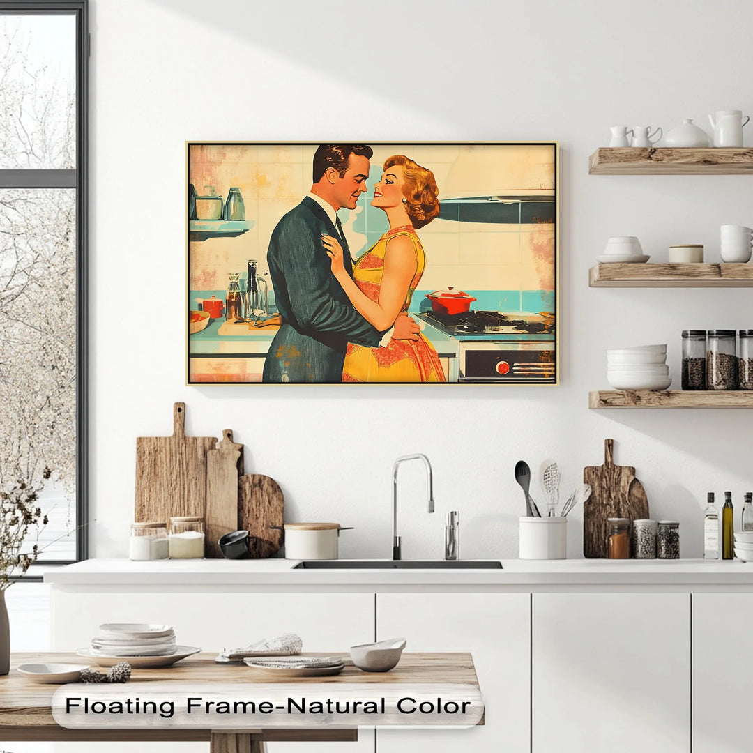 Retro Couple in the Kitchen – Romantic Vintage-Style Kitchen Canvas Prints - MyPhotoStation