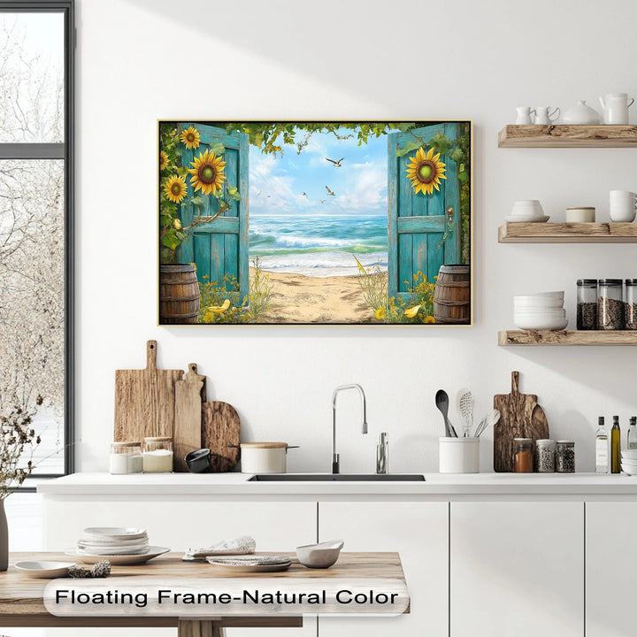 Open Door to the Sea – Coastal Beach Scene Kitchen Canvas Print - MyPhotoStation