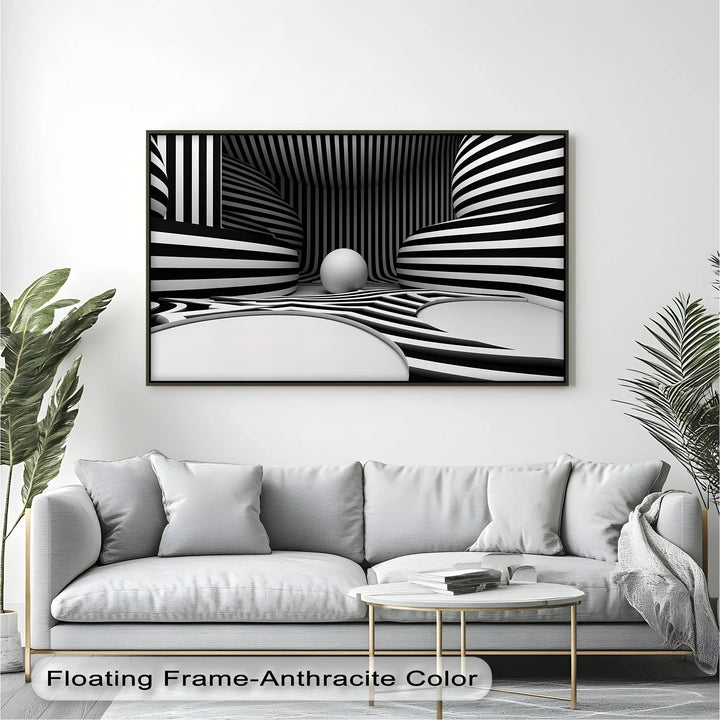 Monochrome Illusion Chamber – Black & White Canvas Print - MyPhotoStation
