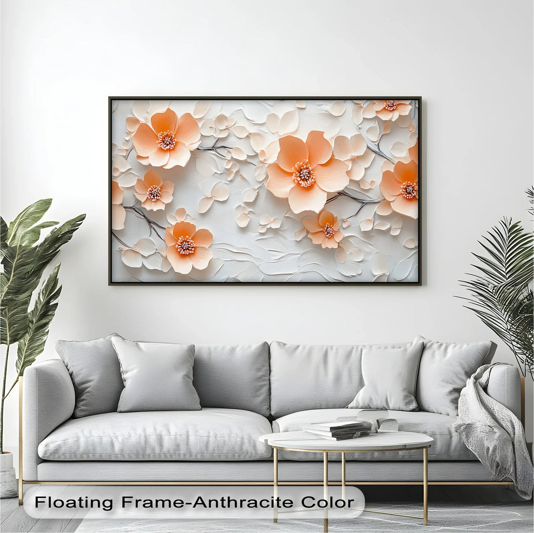 Petals in Porcelain – Delicate Peach Blossom Canvas Wall Art - MyPhotoStation