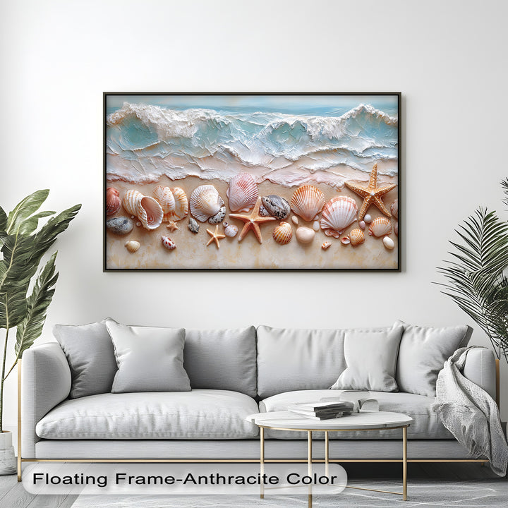 Seashell Shoreline Display – Coastal Canvas Prints