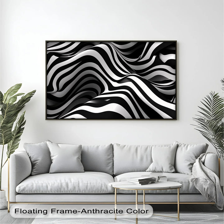 Liquid Rhythm – Abstract Flow Black & White Canvas Print - MyPhotoStation