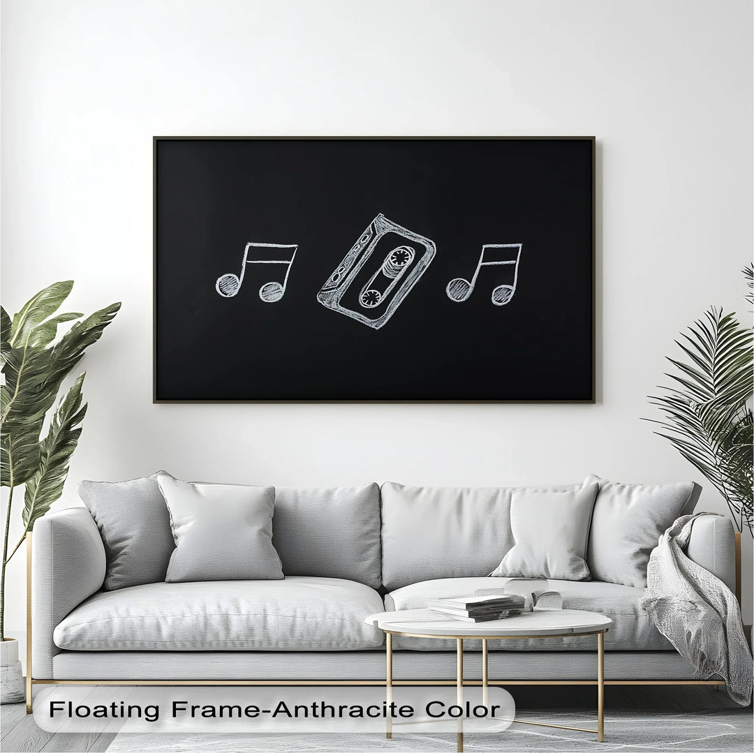 Retro Cassette Tape Chalk Drawing – Blackboard Music Canvas Prints - MyPhotoStation