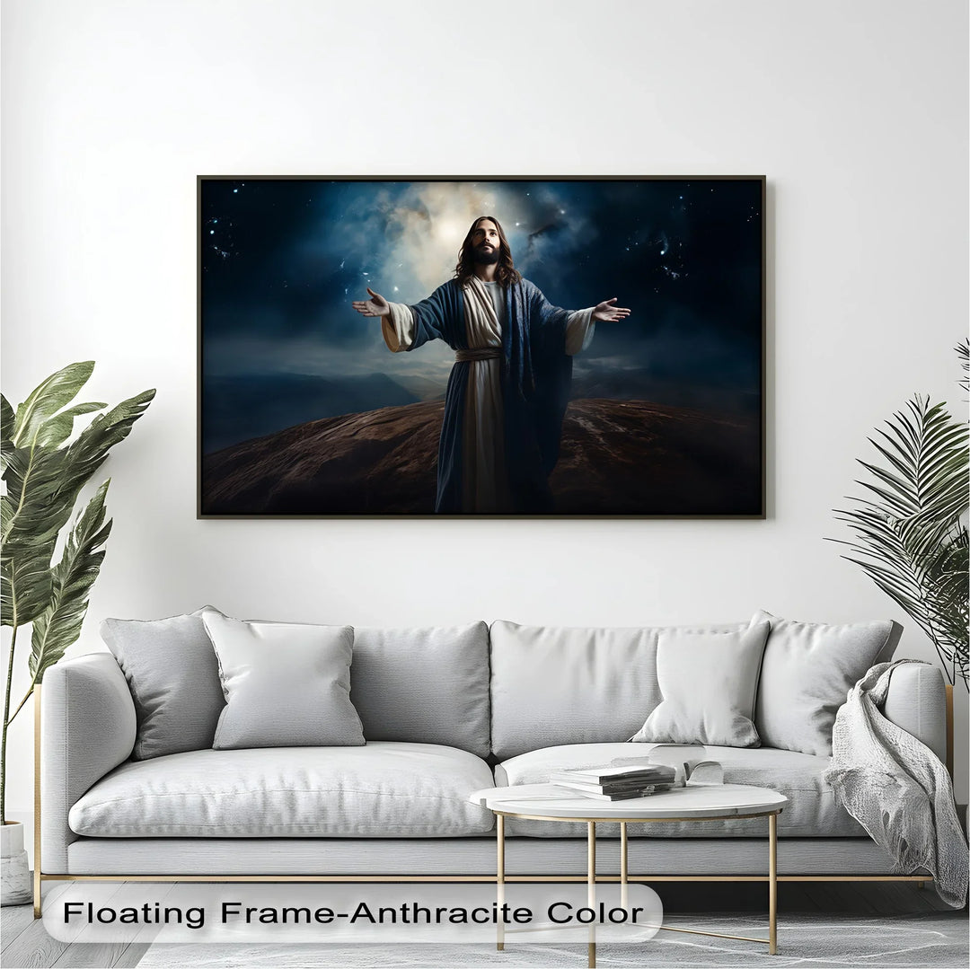 Heavenly Light – Jesus Under the Night Sky Canvas Print - MyPhotoStation