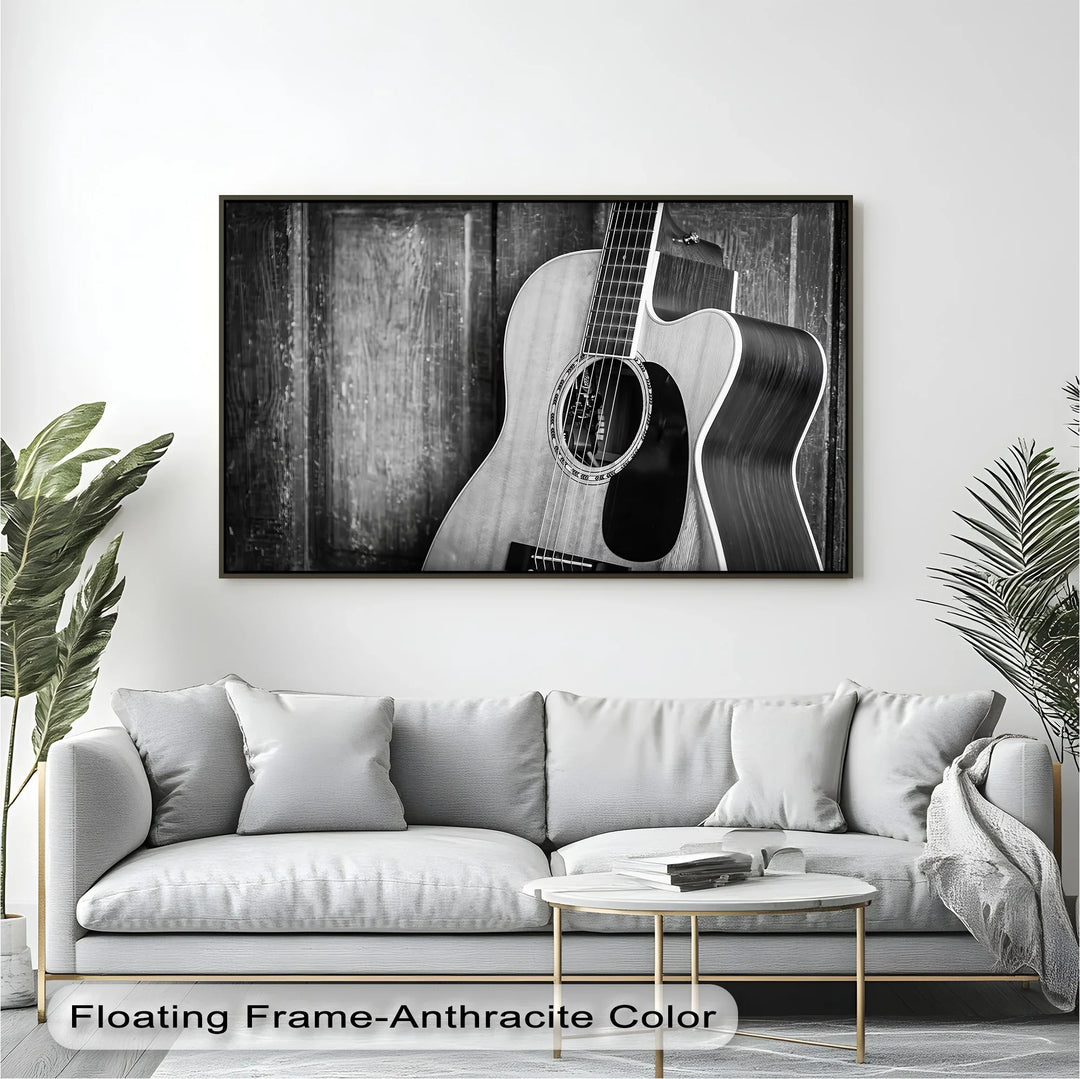 Acoustic Soul – Monochrome Guitar Music Canvas Print - MyPhotoStation