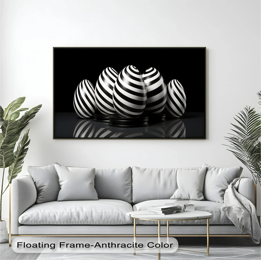 Modern Spiral Egg Pattern – Black & White Canvas Print - MyPhotoStation