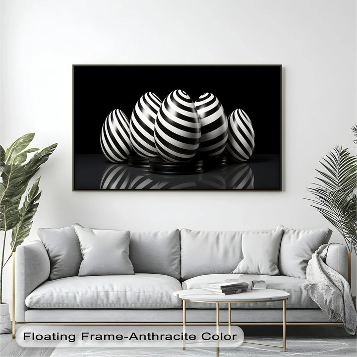Modern Spiral Egg Pattern – Black & White Canvas Print - MyPhotoStation