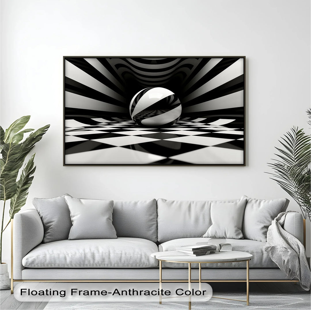 Geometric Sphere Illusion – Black & White Canvas Print - MyPhotoStation