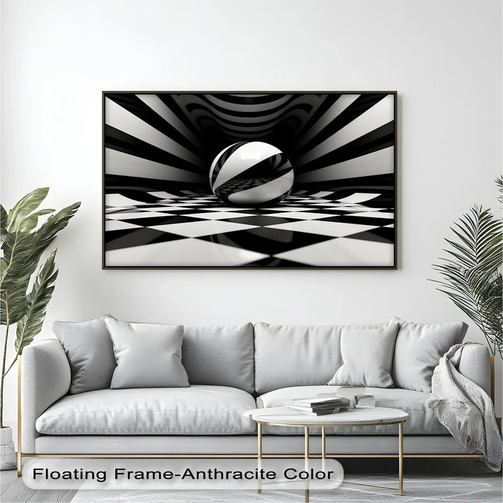 Geometric Sphere Illusion – Black & White Canvas Print - MyPhotoStation