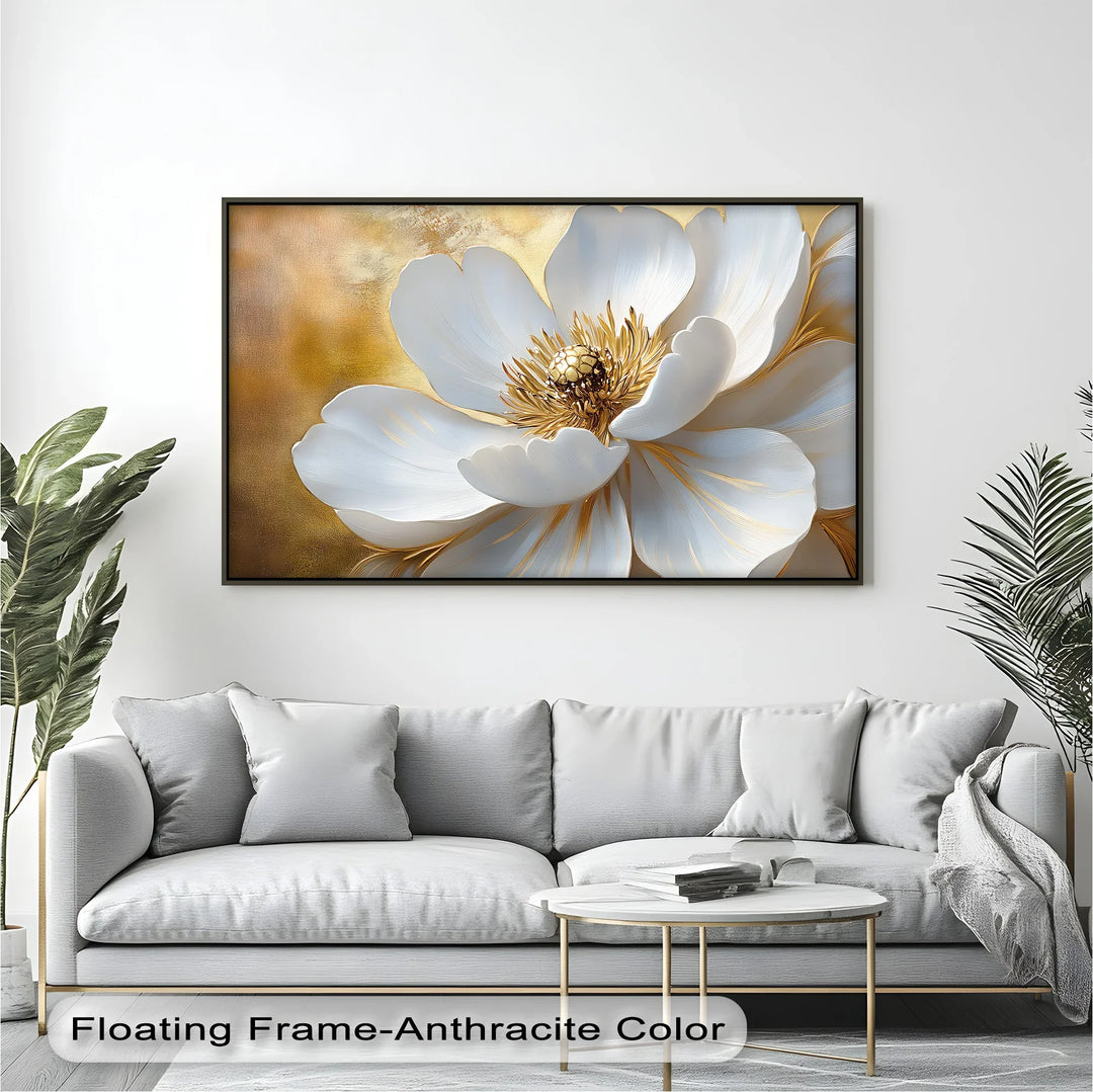 Golden Bloom – White Petal Canvas Print - MyPhotoStation