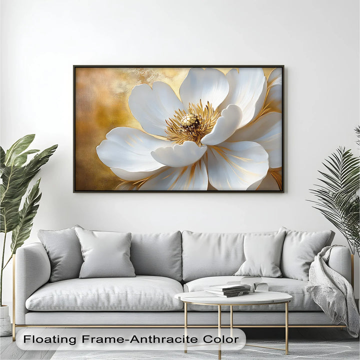 Golden Bloom – White Petal Canvas Print - MyPhotoStation