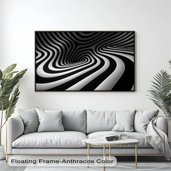 Twisted Illusion – Abstract Black & White Canvas Print - MyPhotoStation
