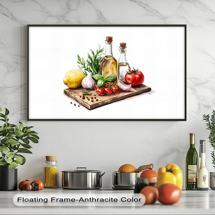 Fresh Mediterranean Ingredients – Rustic Kitchen Canvas Print - MyPhotoStation