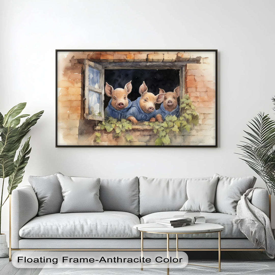 Three Little Pigs at the Window – Animal Canvas Print - MyPhotoStation