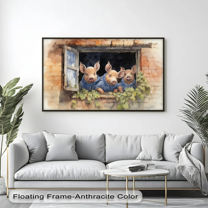 Three Little Pigs at the Window – Animal Canvas Print - MyPhotoStation