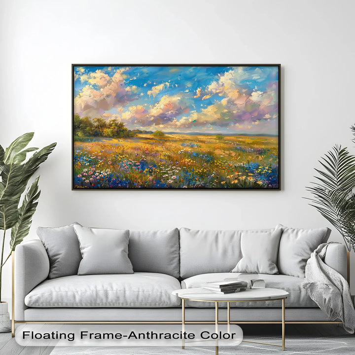 Golden Meadow Bloom – Colorful Wildflower Landscape Canvas Print - MyPhotoStation