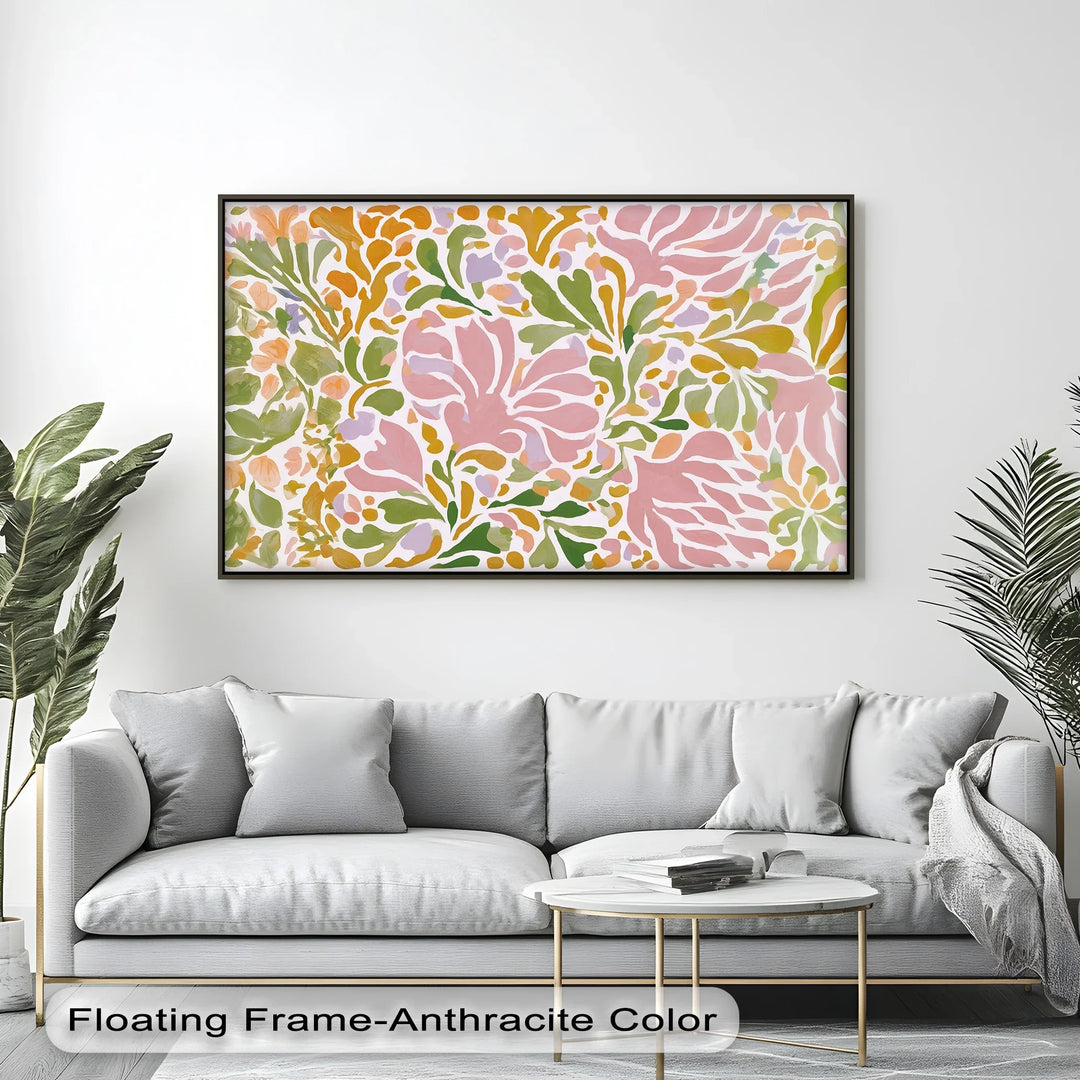 Boho Floral Harmony – Pastel Botanical Pattern Canvas Print - MyPhotoStation