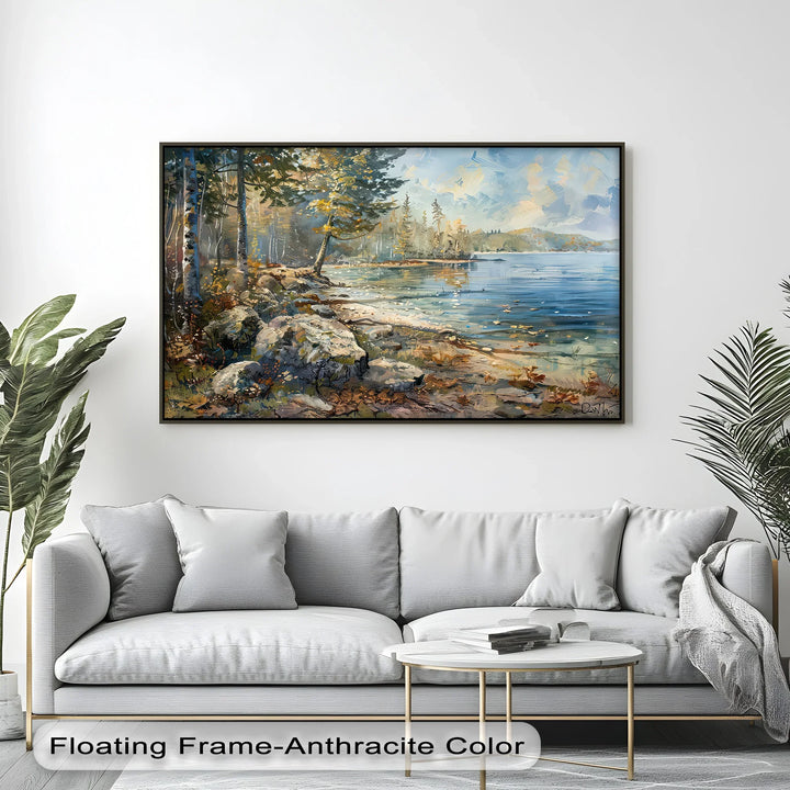 Tranquil Lakeside Morning – Serene Forest and Water Canvas Print - MyPhotoStation