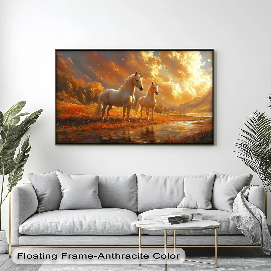 Twilight Companions – Golden Hour Unicorn Duo Canvas Print - MyPhotoStation