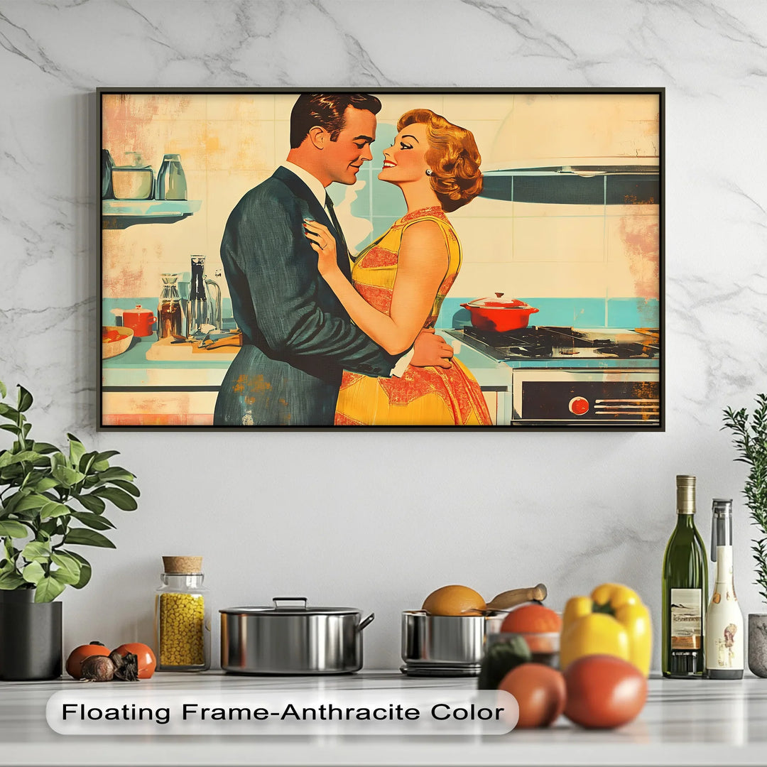 Retro Couple in the Kitchen – Romantic Vintage-Style Kitchen Canvas Prints - MyPhotoStation