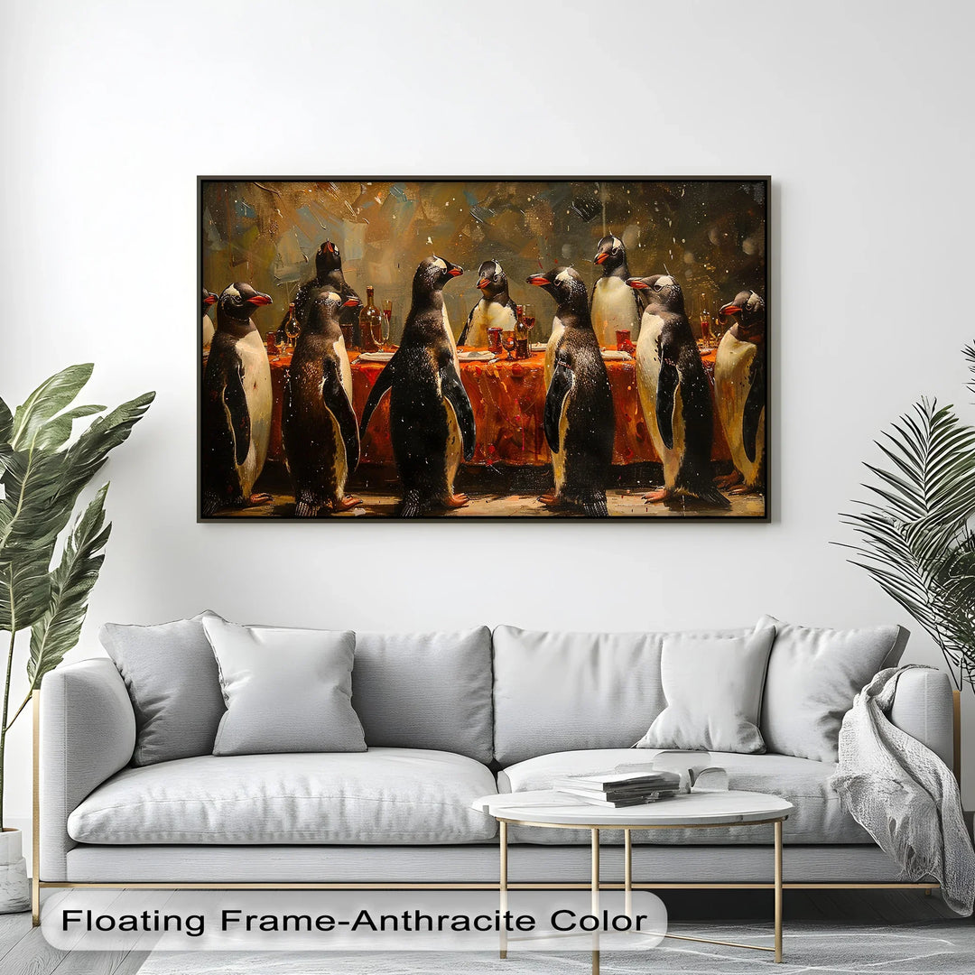 Penguin Banquet – Whimsical Animal Canvas Print - MyPhotoStation
