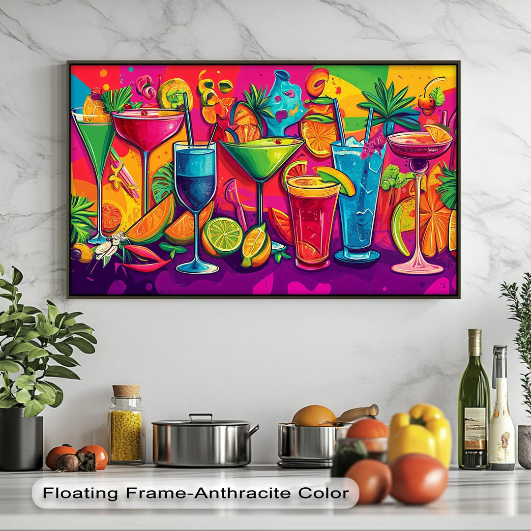 Tropical Cocktail Party – Vibrant Bar Kitchen Canvas Print - MyPhotoStation