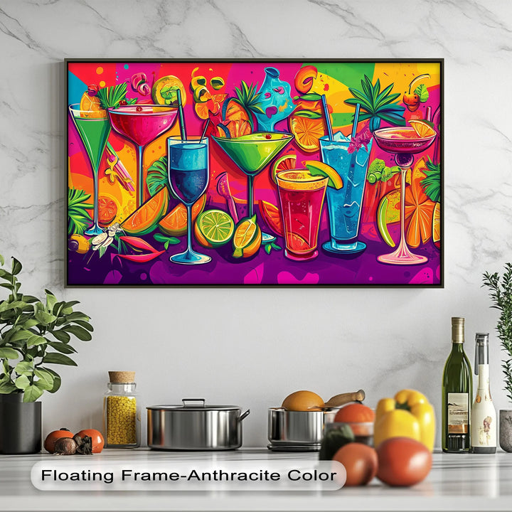 Tropical Cocktail Party – Vibrant Bar Kitchen Canvas Print - MyPhotoStation