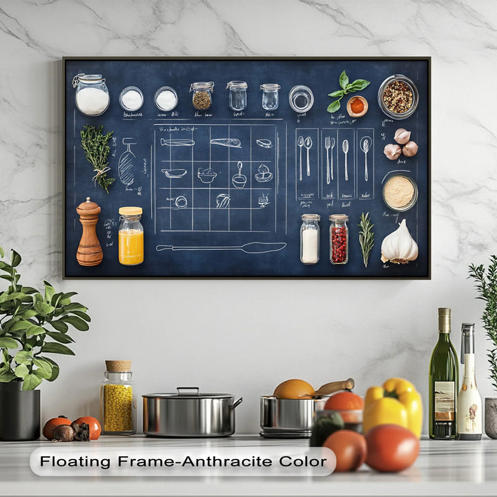 Kitchen Tools & Herbs Chalkboard - Kitchen Canvas Prints - MyPhotoStation