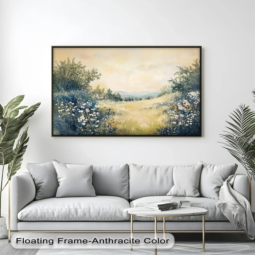 Golden Meadow Horizon – Serene Landscape Canvas Print - MyPhotoStation