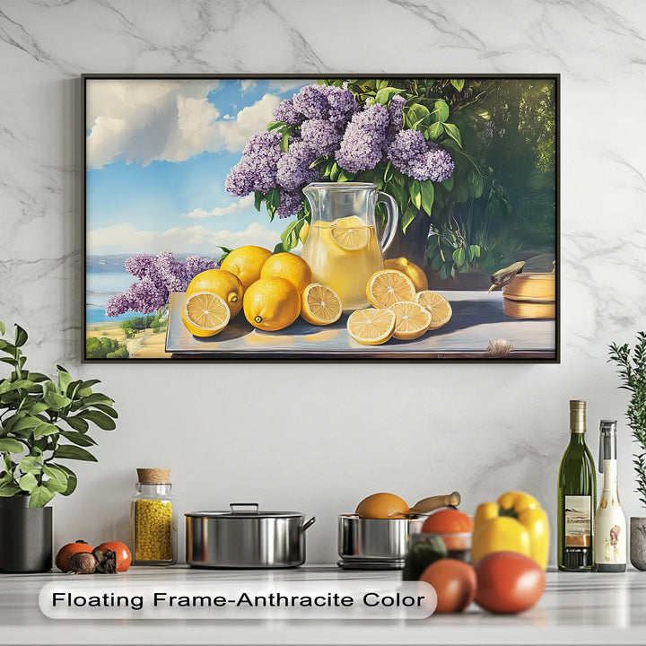 Summer Lemonade Charm – Lemons and Lilacs Kitchen Canvas Print - MyPhotoStation