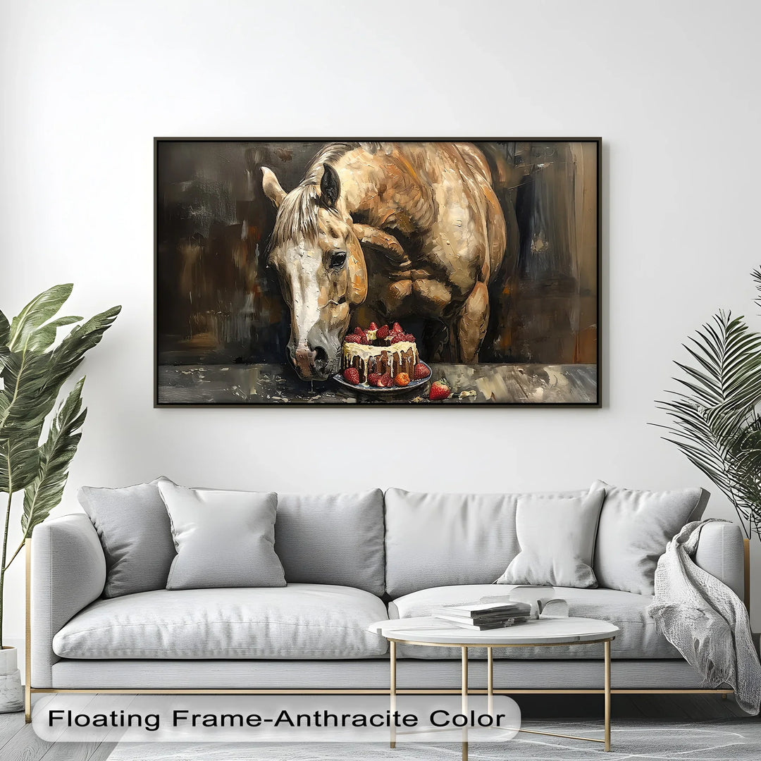 Sweet Tooth Stallion – Horse with Strawberry Cake Animal Canvas Print - MyPhotoStation