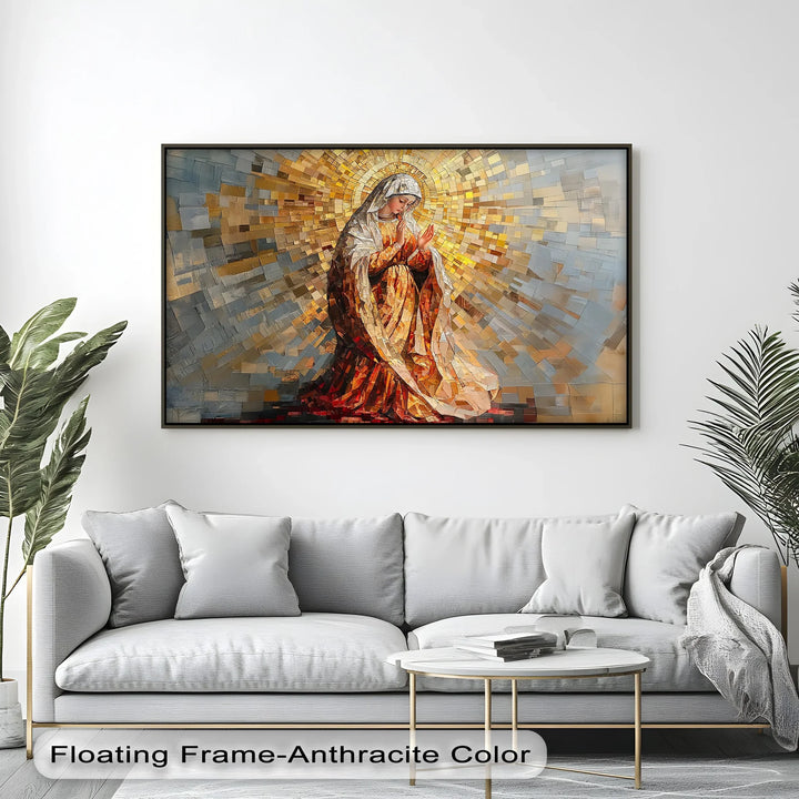 Radiant Grace – Virgin Mary Mosaic Style Canvas Print - MyPhotoStation