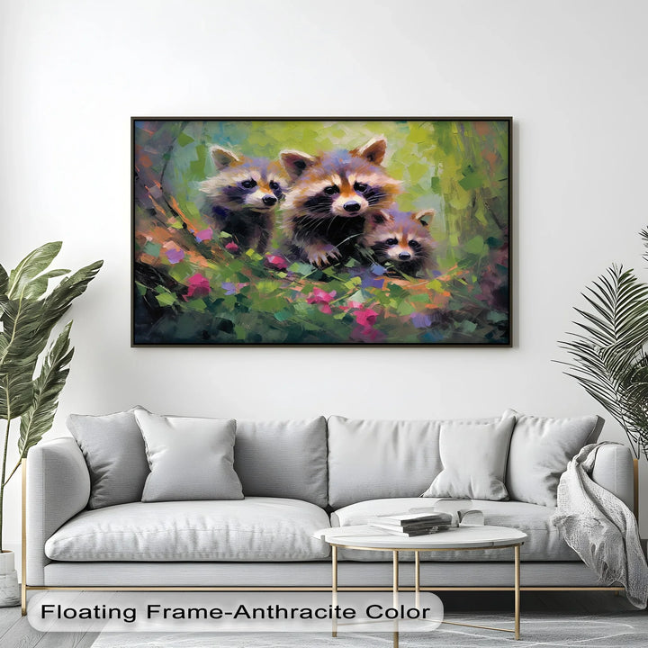 Curious Raccoons in the Wild – Vibrant Animal Canvas Print - MyPhotoStation