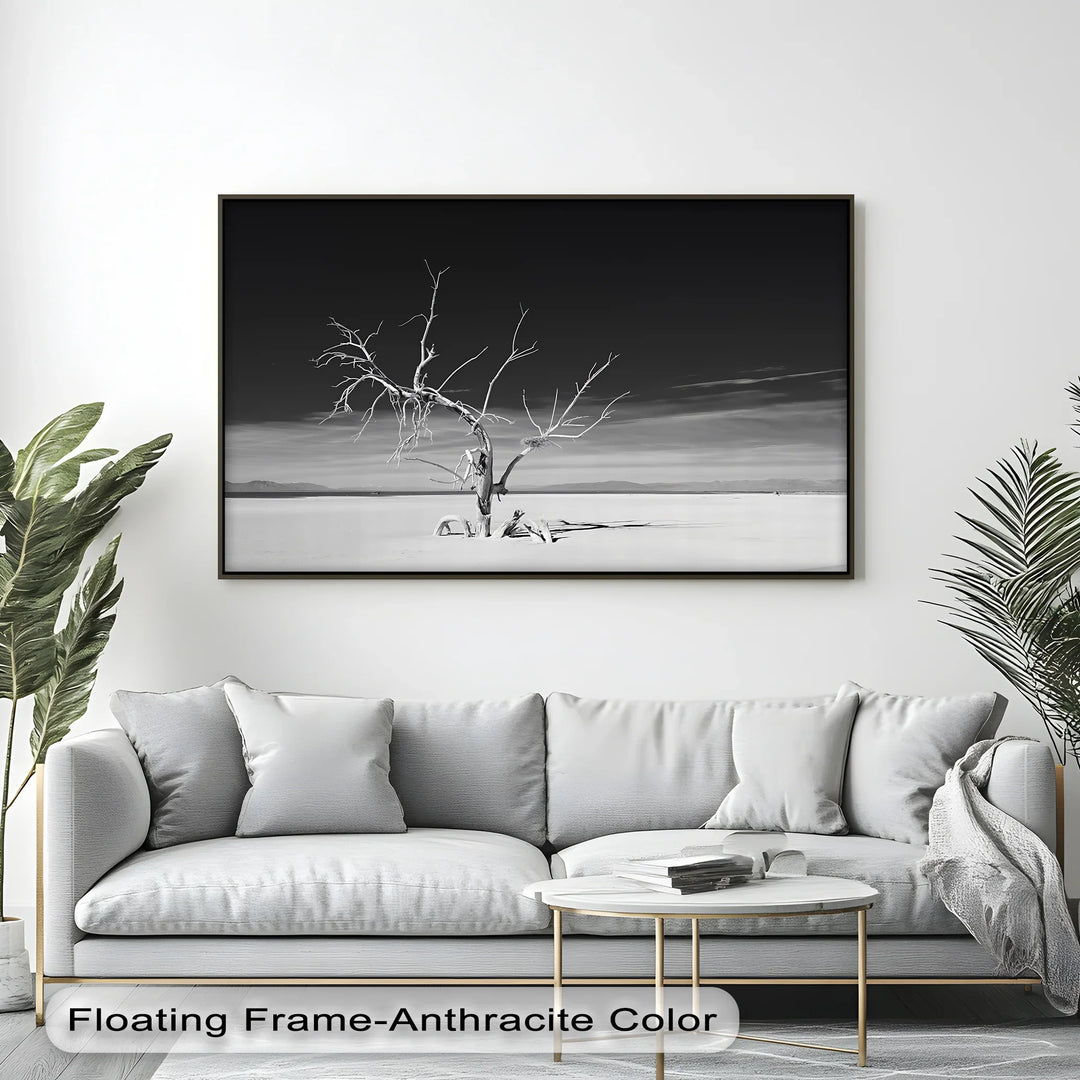 Solitary Resilience – Black and White Desert Tree Canvas Print - MyPhotoStation
