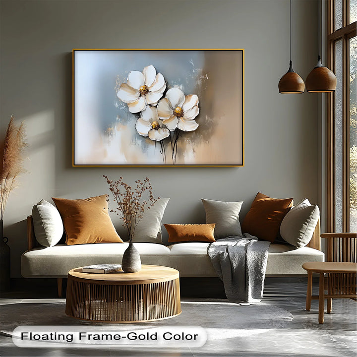 Golden Bloom Trio – Textured Floral Canvas Wall Art - MyPhotoStation