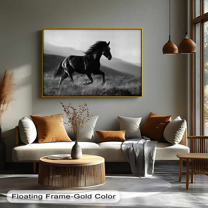 Midnight Gallop – Black Horse in Motion Canvas Print