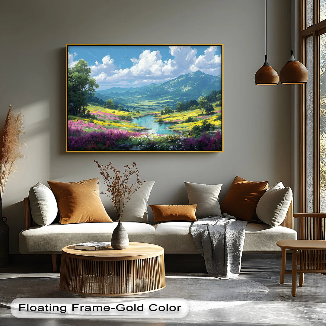Blossoming Valley – Serene Wildflower Landscape Canvas Print - MyPhotoStation