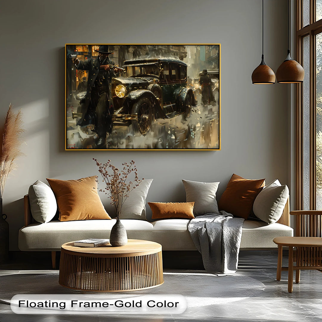 1920s Gangster Shootout Scene – Car Canvas Print - MyPhotoStation