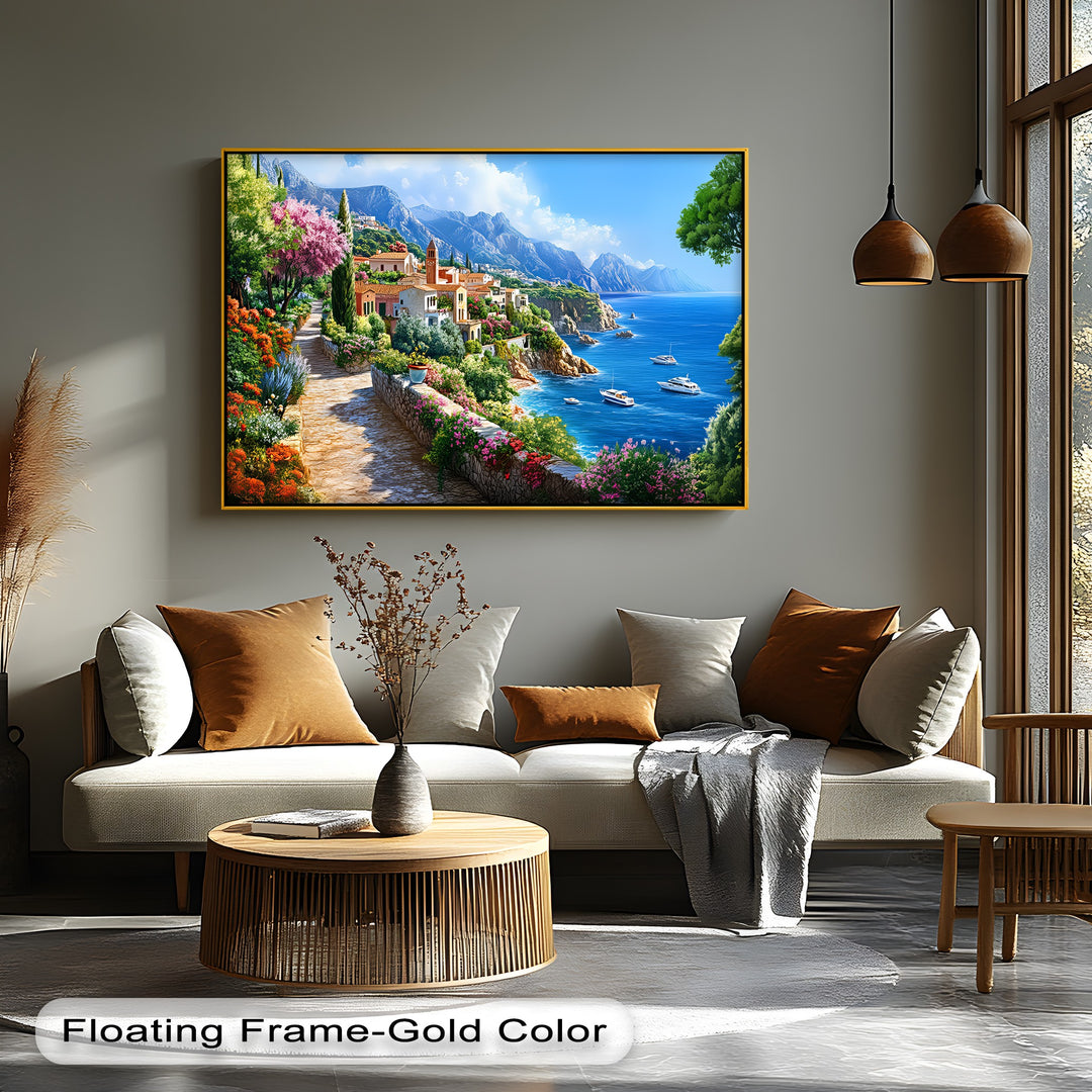 Mediterranean Pathway – Coastal Village Canvas Wall Art