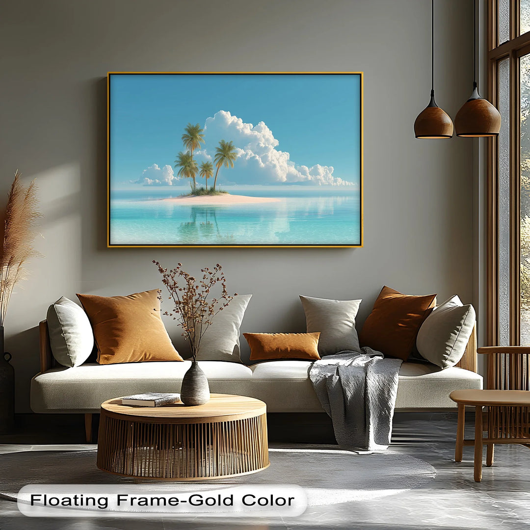 Tropical Island Paradise – Minimalist Palm Beach Canvas Print - MyPhotoStation