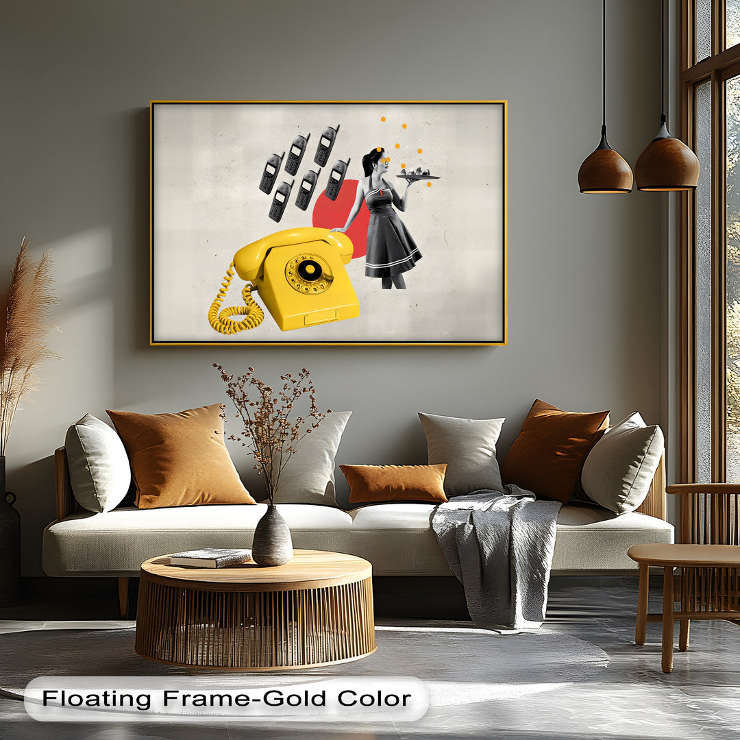 Dial & Serve – Retro Pop Art Telephone Canvas Print