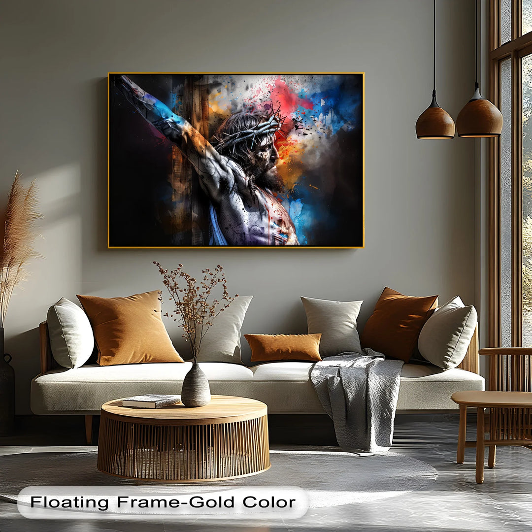 Jesus on the Cross with Crown of Thorns - Jesus Canvas Print