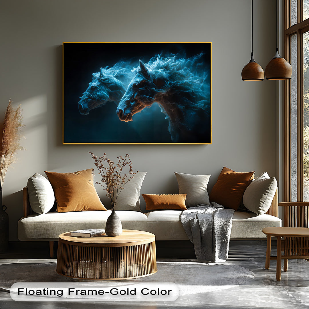 Electric Spirits – Glowing Horse Duo Abstract Canvas Print